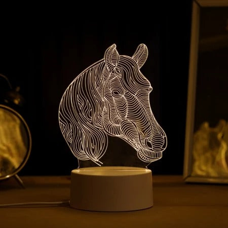 Luminária 3D LED de Cavalo